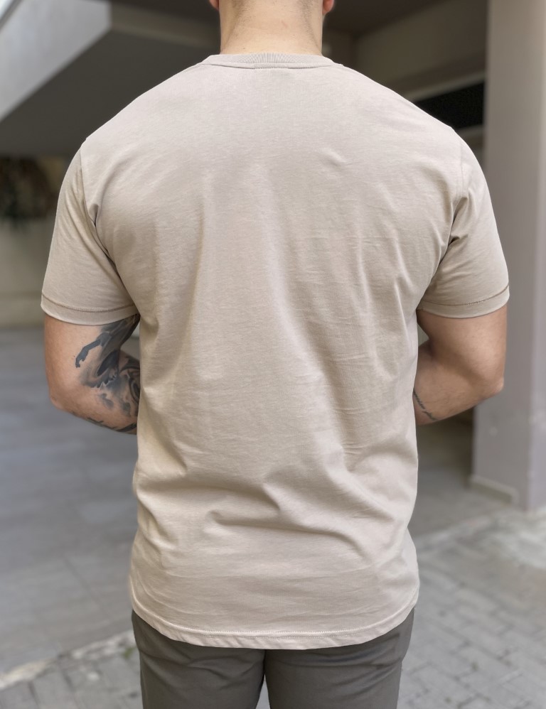 Everbest ανδρικό μπεζ Tshirt με τύπωμα 242806 φωτογραφία